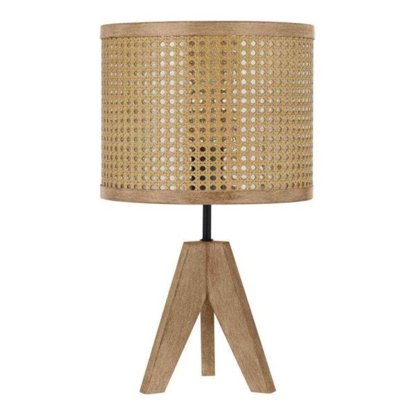HDC Beau 20.25 in. Matte Black+Faux Wood 1-Light Table Lamp+Natural Wood Finish