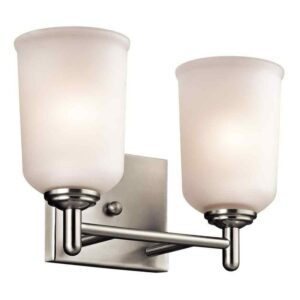 KICHLER Shailene 12.5 in. 2-Light Brushed Nickel Bathroom Vanity Light