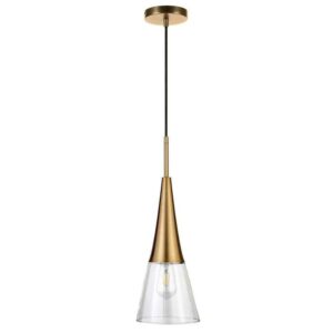 Meyer&Cross Myra 1-Light Brass Pendant with Clear Glass Shade