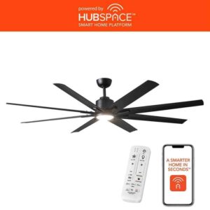 HDC Kensgrove II 72 in. Smart Indoor/Outdoor Matte Black Ceiling Fan+Remote