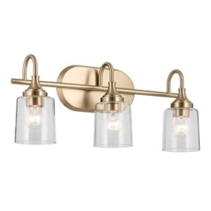 KICHLER Erta 24 in. 3-Light Champagne Bronze Bathroom Vanity Light w/Clear Glass