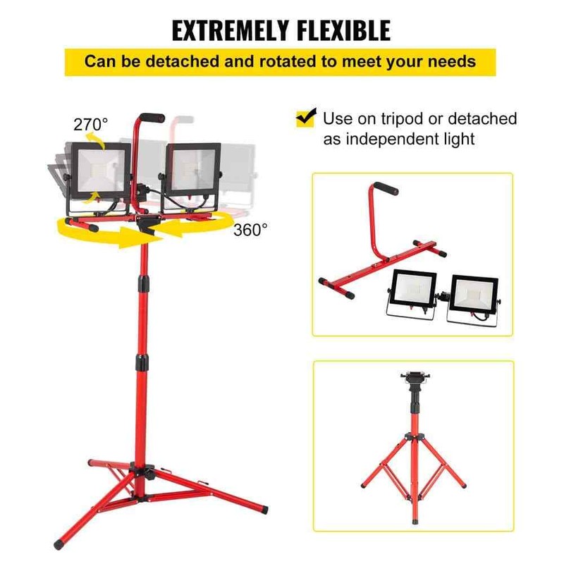SVOPES 5000 Lumen LED Work Light with Stand Dual Head Tripod Adju 5000K IP65 - Image 5