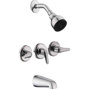 Glacier Bay Aragon 3 Handle 1-Spray Tub & Shower Faucet 1.8 GPM Chrome w/Valve