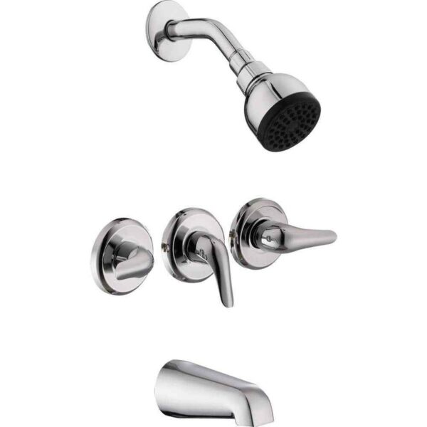 Glacier Bay Aragon 3 Handle 1-Spray Tub & Shower Faucet 1.8 GPM Chrome w/Valve