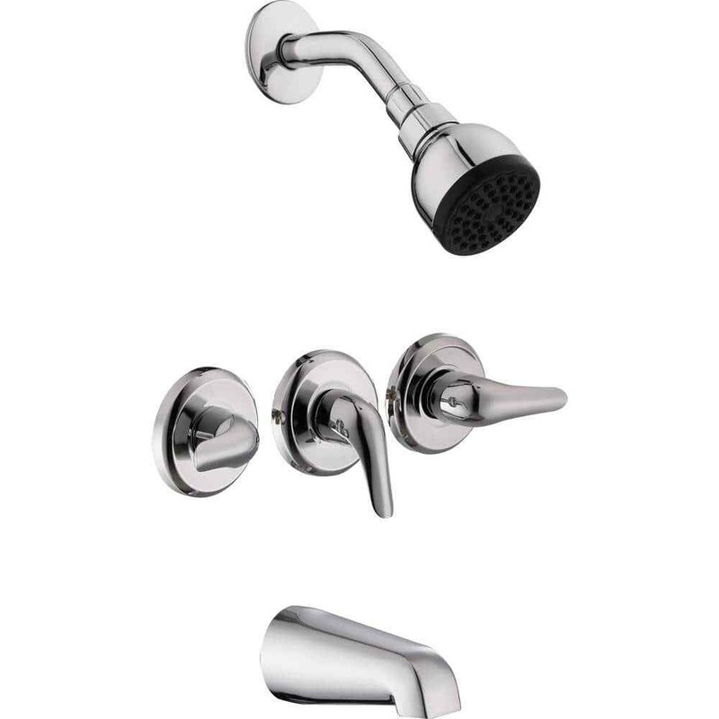 Glacier Bay Aragon 3 Handle 1-Spray Tub & Shower Faucet 1.8 GPM Chrome w/Valve