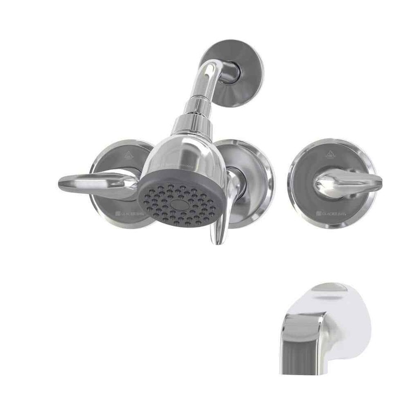 Glacier Bay Aragon 3 Handle 1-Spray Tub & Shower Faucet 1.8 GPM Chrome w/Valve - Image 4