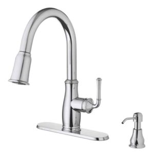 Glacier Bay Kagan Chrome 15" H Pull Down Sprayer Kitchen Faucet 360 Spout
