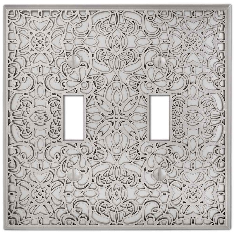 AMERELLE Momfort 2 Gang Toggle Metal Wall Plate - Satin Nickel