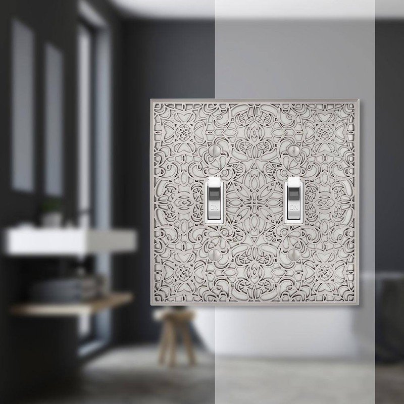 AMERELLE Momfort 2 Gang Toggle Metal Wall Plate - Satin Nickel - Image 2
