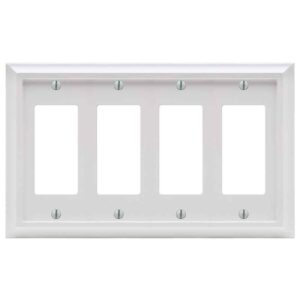AMERELLE Deerfield 4 Gang Rocker Composite Wall Plate - White 3 PACK