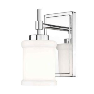 Filament Design Cadoc 1-Light Chrome Wall Sconce with Gloss Opal Glass Shade