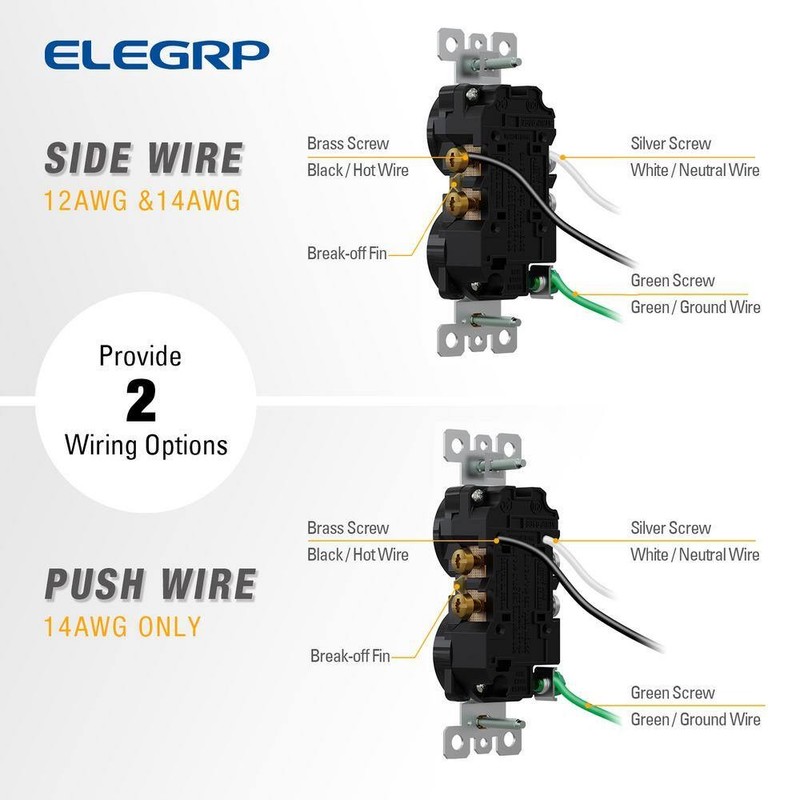 ELEGRP15A 125V Tamper Resistant Duplex Outlet Self Grounding Black (10-Pack) - Image 7