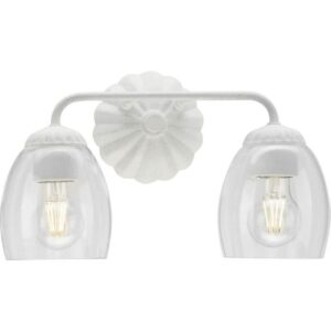 Progress Lighting Quillan 14.5". 2-Light White Vanity Light w/Clear Glass Shade
