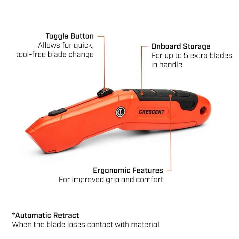 Crescent 7.5 in. Auto-Retracting Safety Utility Knife - Image 2