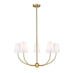 Z-Lite Shannon 32 in. 5-Light Rubbed Brass Shaded Chandelier Light No bulbs