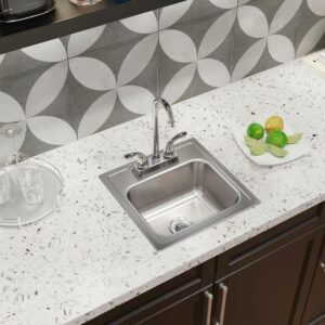 Elkay 15 in. Drop-In Single Bowl Kitchen Sink Kit Stainless Steel SINK ONLY