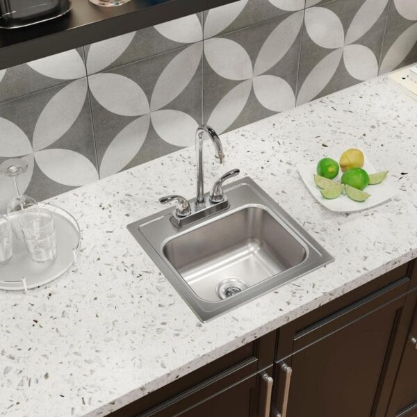 Elkay 15 in. Drop-In Single Bowl Kitchen Sink Kit Stainless Steel SINK ONLY