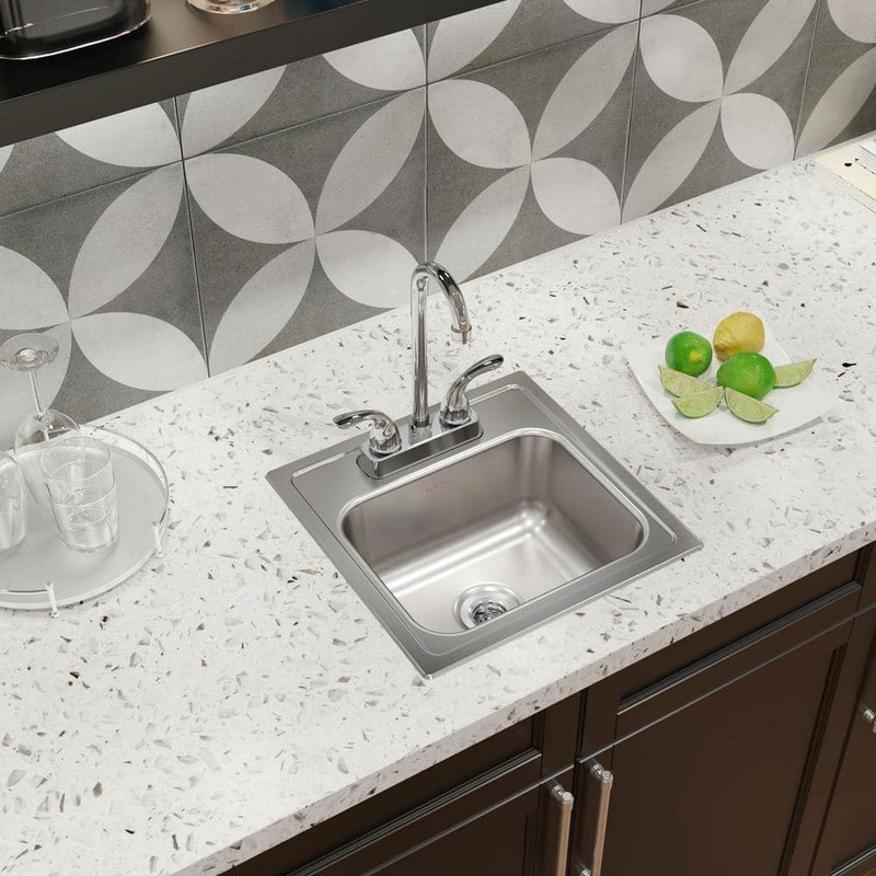 Elkay 15 in. Drop-In Single Bowl Kitchen Sink Kit Stainless Steel SINK ONLY