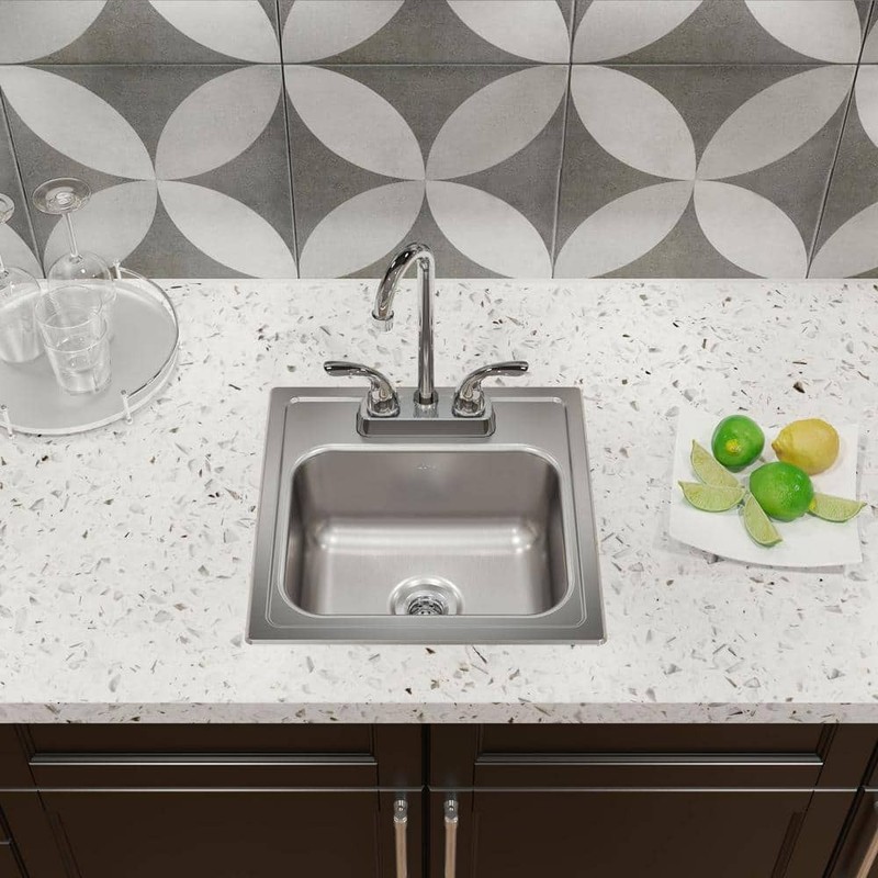 Elkay 15 in. Drop-In Single Bowl Kitchen Sink Kit Stainless Steel SINK ONLY - Image 2
