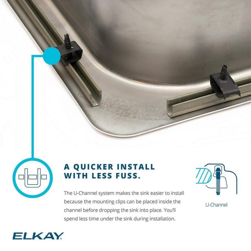 Elkay 15 in. Drop-In Single Bowl Kitchen Sink Kit Stainless Steel SINK ONLY - Image 7