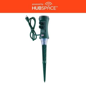 Defiant Smart Outdoor 4 ft. 6-Outlet Power Stake Timer with Holiday Lights