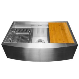 AKDY 30x20" Farmhouse Apron Front Workstation Kitchen Sink Single Bowl Stainless