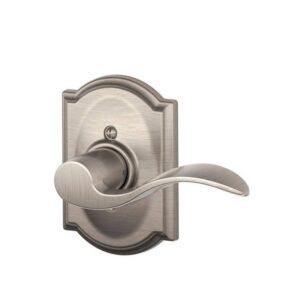 Schlage Accent Satin Nickel Right Handed Dummy Door handle with Camelot Trim