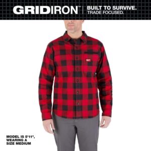 Milwaukee Men's Red X-Large GRIDIRON Flannel Shirt
