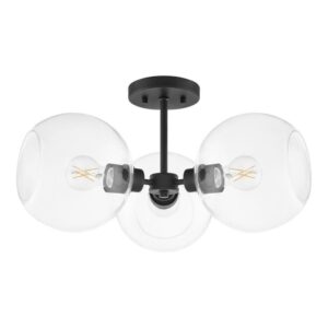 Hampton Bay 20 in. Vista Heights 3-Light Matte Black Semi Flush Mount Light