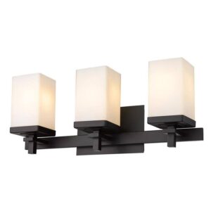 Golden Lighting Maddox 3-Light Matte Black Vanity Light with Opal Shade