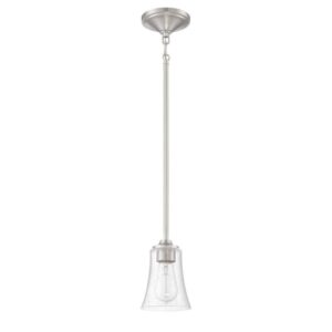 CRAFTMADE Gwyneth 1-Light Brushed Nickel Mini Pendant Light with Clear Glass
