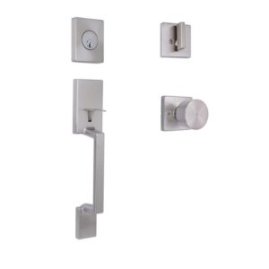 HDC Bleecker Satin Nickel Door Handleset with Ridgeway Interior Knob