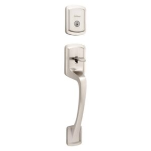 Kwikset Prague Satin Nickel Single Cylinder Entry Door Handleset w/Round Pismo
