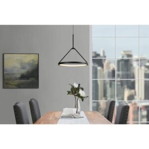 Home Decorators Townly 1-Light Satin Black LED Pendant Light w/Metal Ring Shade