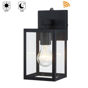 Hukoro 10 in Black Dusk to Dawn Outdoor Wall Lantern Sconce with Clear Glass