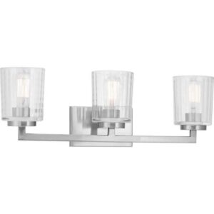 Home Decorators Westlyn 3-Light Brushed Nickel Vanity Light w/Clear Glass Shades