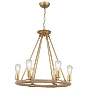 ADSENSTY 6-Light Gold Wagon Wheel Chandelier Modern Farmhouse Round Pendant