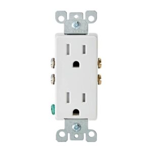 Leviton Decora 15A 125V Tamper Resistant Duplex Outlet White T5325-DW