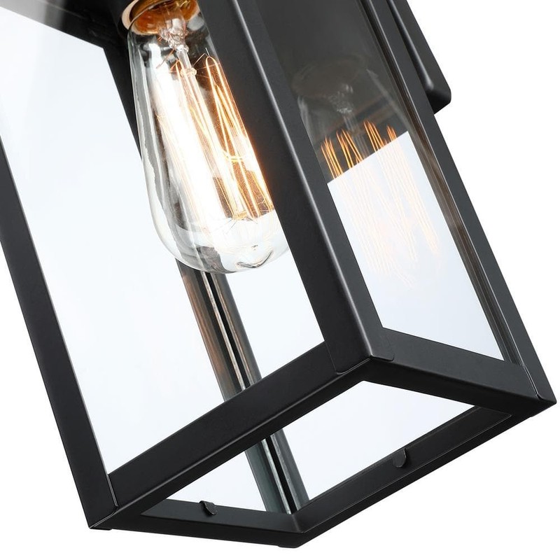 Pia Ricco 12.65 in Black Farmhouse Outdoor Wall Lantern Light Motion Sensor - Image 3