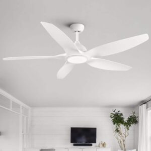 YUHAO 60 in. Integrated LED Indoor Matte White Ceiling Fan w/Light Kit & Remote