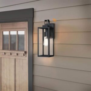 Hukoro Foothill 18 in 1-Light Matte Black Outdoor Wall Lantern Dusk to Dawn
