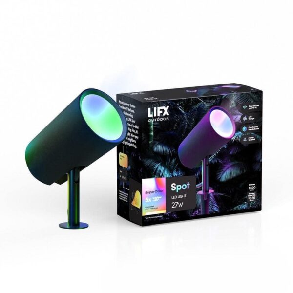 LIFX Low Voltage 1600 Lumens Black RGB Integrated LED Wi-Fi Landscape Spotlight
