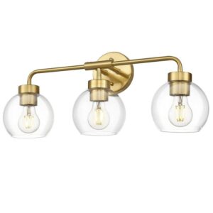 JAZAVA 23 in. 3 Light Oil Rubbed Bronze Vanity Light with Clear Glass Shade