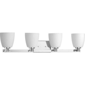 Progress Lighting Fleet 4-Light Polished Chrome Glass Coastal Bath Vanity Light