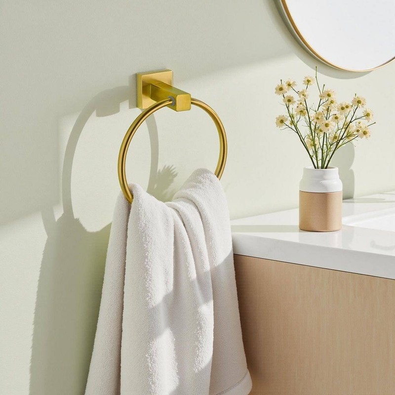 FORIOUS Bathroom Towel Ring Wall Mounted In Gold - Image 2