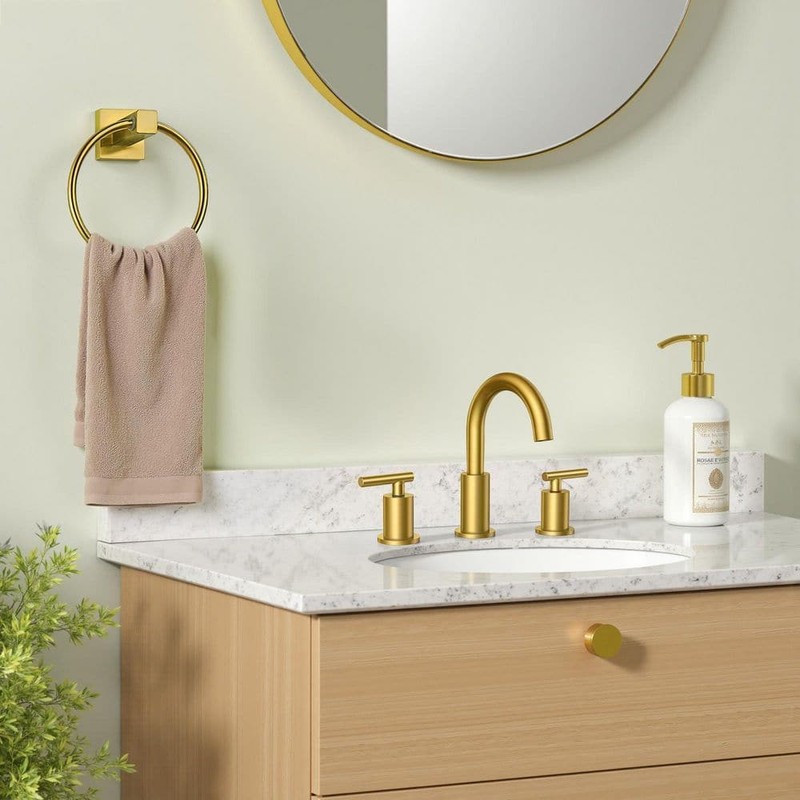 FORIOUS Bathroom Towel Ring Wall Mounted In Gold - Image 3