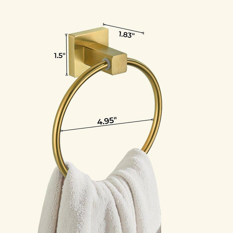 FORIOUS Bathroom Towel Ring Wall Mounted In Gold - Image 9