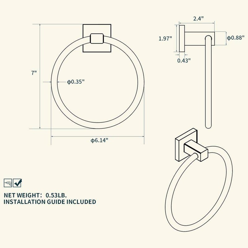 FORIOUS Bathroom Towel Ring Wall Mounted In Gold - Image 10