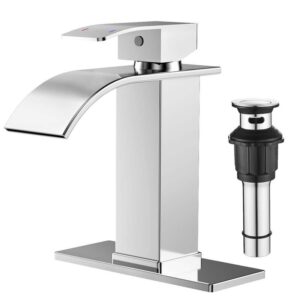 FORIOUS Single Handle Single Hole Bathroom Faucet with Drain Assembly in Chrome