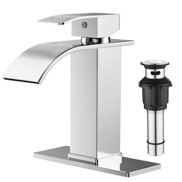 FORIOUS Single Handle Single Hole Bathroom Faucet with Drain Assembly in Chrome